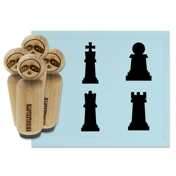 Chess Set Pieces Pawn Rook Queen King Rubber Stamp Set for Scrapbooking Crafting Stamping - Mini 1/2 Inch