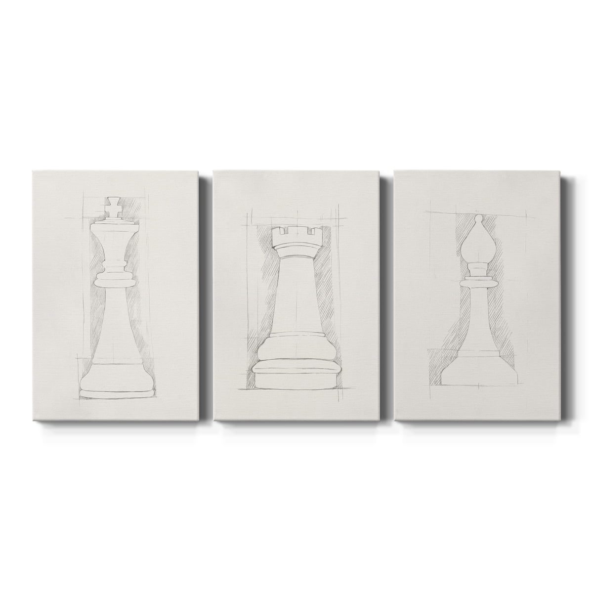 Chess Set Sketch II Premium Gallery Wrapped Canvas - Ready to Hang - 24 x 36 Each