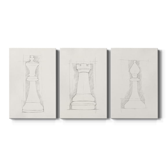 Chess Set Sketch II Premium Gallery Wrapped Canvas - Ready to Hang - 32 x 48 Each