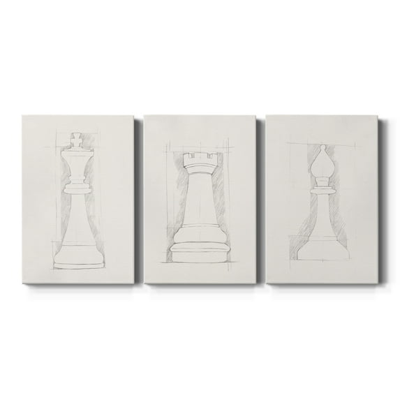 Chess Set Sketch II Premium Gallery Wrapped Canvas - Ready to Hang - 40 x 60 Each