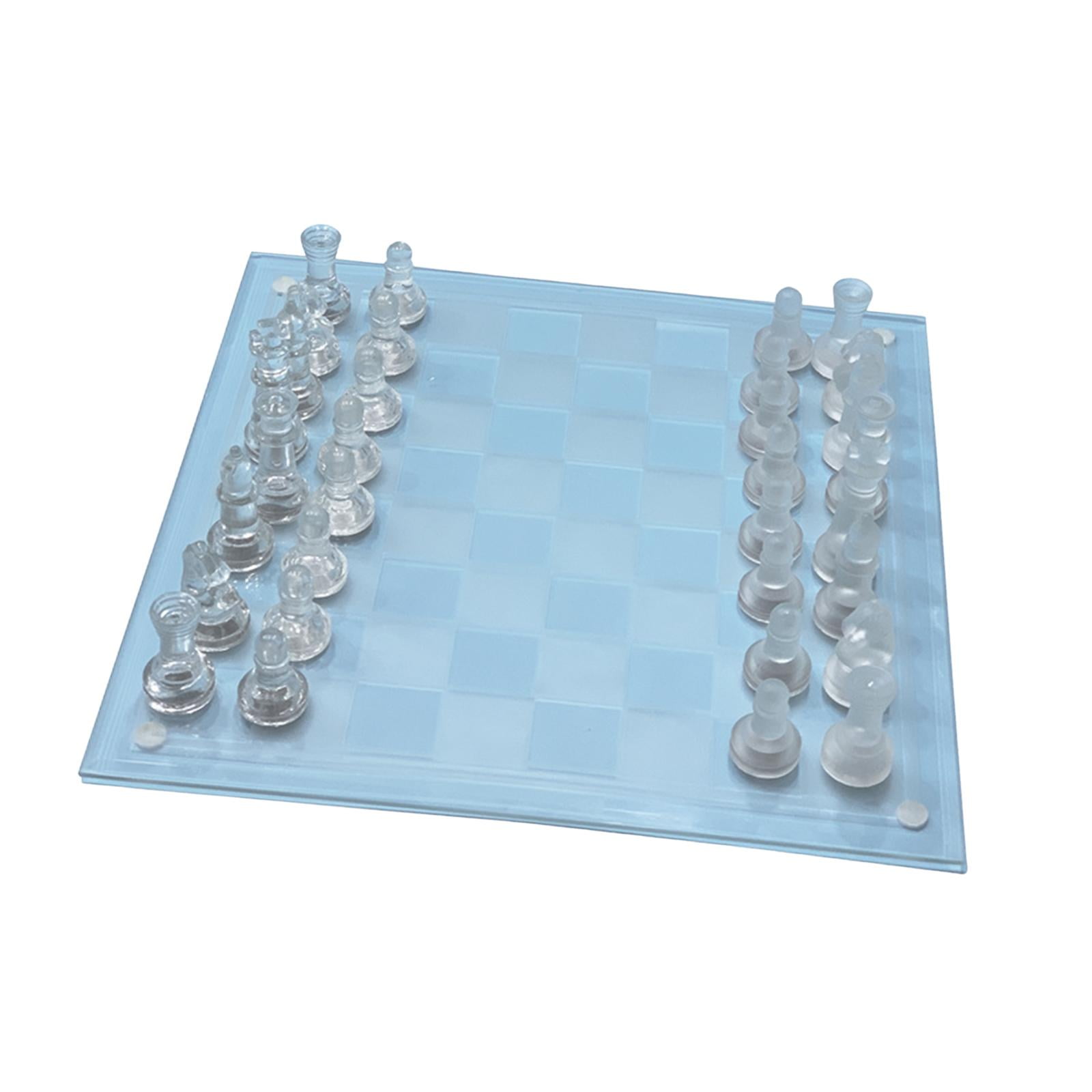 Glass Chess Set - Frosted Crystal Chess Board & Pieces, 9.8 Inch Portable Game For Adults & Kids - View #2