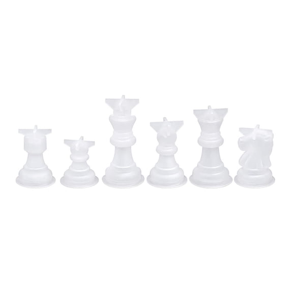 Chess Set with Checkers Board Silicone Resin Mold Full Size 3D Chess Crystal Epoxy Casting Mold for Art Craft Making
