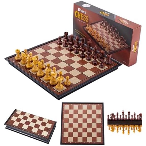 Chess Sets Magnetic Board Games - 11.8 Inches Travel Chess Set for Teenager & Adults, Wooden-Style Folding Portable Chess Gifts Classic 2-Player Strategy Family Game for Beginner and Professional
