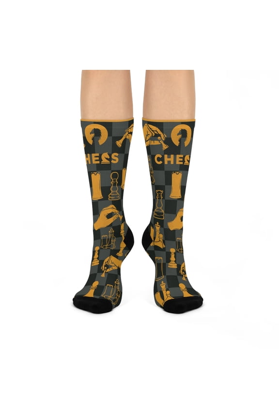 Chess Socks Adult Lightweight Stretchy Modern Orange 1 Pair Atlas Wanderlust