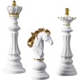 thumbnail image 1 of Chess Statue Decor Piece Set: 3PCS Decorative Resin Chess Sculpture, King Queen Knight Statue Chess Piece Decor, Retro Collectible Figurine Ornaments for Home Office Desk Wine Cabinet Gift (White), 1 of 12