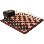 The Chess Store Club Special Plastic Chess Set Black & Ivory Double Weighted Pieces with Extra Queens, Rosewood & Maple Floppy Chess Board & Box - 3.75 King