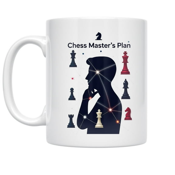 Chess Strategy Design - Game Night Enthusiasts - 11 oz Ceramic Coffee Mug