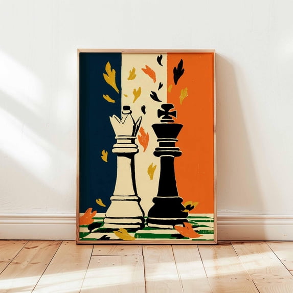 Chess Strategy Black White Poster, Unframed Paper Poster 11x14in