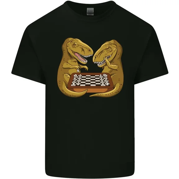 Chess T-Rex Dinosaur Prehistoric Strategy Board Game Funny Cotton Tee,for unisex up to 5XL