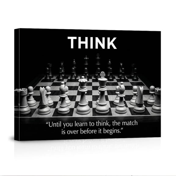 Chess THINK Motivational Quote Strategy Game For Office Bedroom Modern Home Canvas