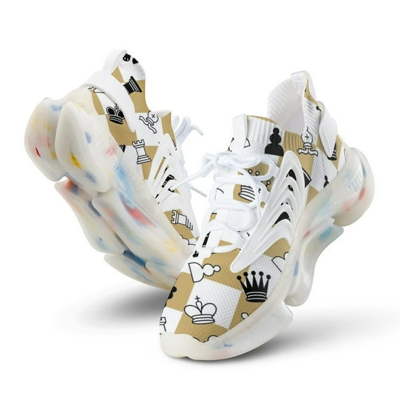 Chess Walking Shoes for Men Woman Lightweight Tennis Fashion Elastic Sports Shoes Cushion Basketball Shoes