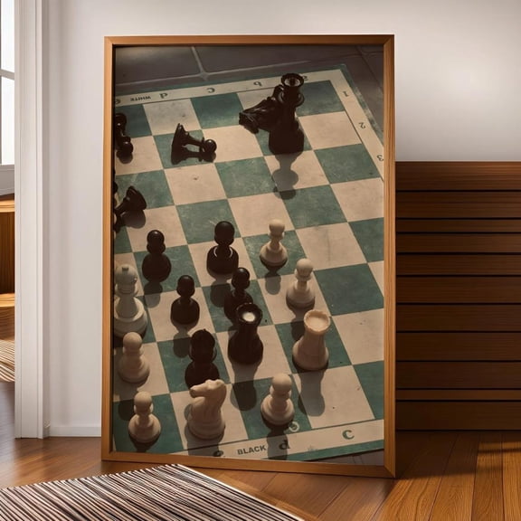 Chess Wall Art Vintage Board Photography Editorial Minimal Decor Retro Game Luxury Poster, Unframed Poster Size 8x12