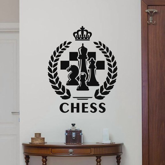 Chess Wall Decal Chessboard Poster Sports Door Window Vinyl Sticker Chess Club Study Room Interior Decor Art Logo Wallpaper 74x91cm
