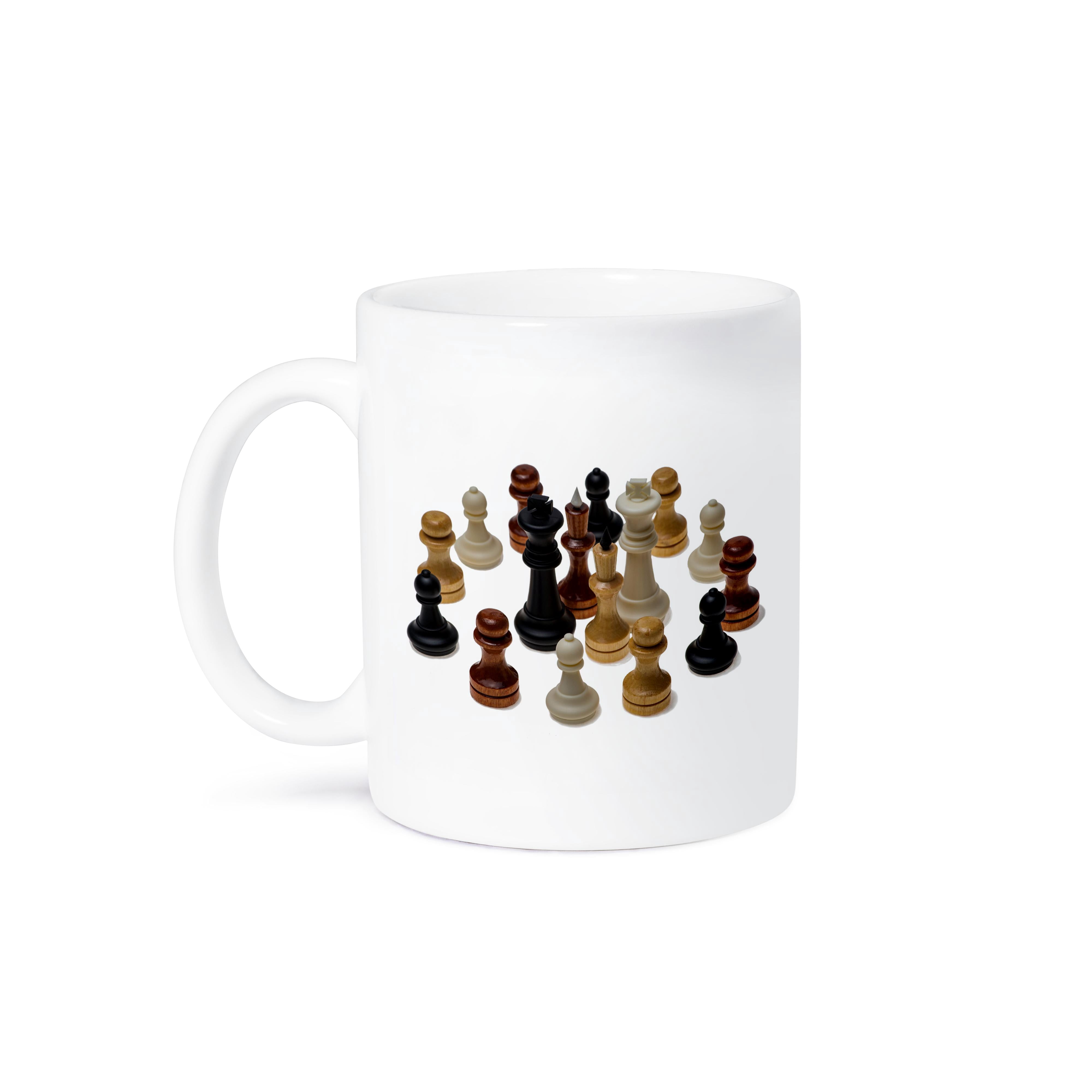 3dRose Chess Concept Mug, 11 Oz - Black Ceramic With White Chessboard Design