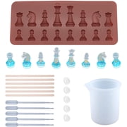 Chess molds International Chess Shape Silicone molds with Birch Wooden Craft Sticks Latex Finger Cots Plastic for DIY Jewelry Artcraft Project Gift Making Home Decoration 1set