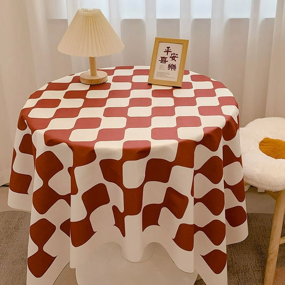 Chess plate Plaid tablecloth ins Wind plaid tablecloth student dormitory book tablecloth round table table tablecloth coffee table table mat - red