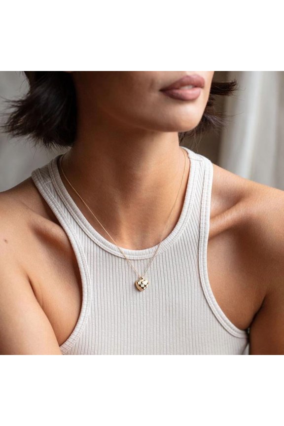 Chessboard Element Necklace Dripping Oil Three-dimensional