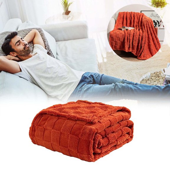 Chessboard Pattern Flannel Thick Warm Throw Blanket Multi-Scene Sofa Cover Nap Rest Textile Holiday Gift Blanket