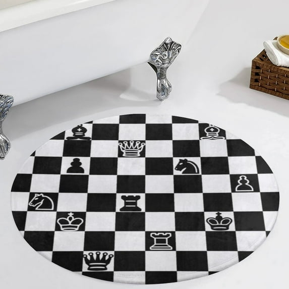 Chessboard Round Carpet Circle Rug Outdoor Patio Area Rug Washable Large Area Rugs Hallway Room Decor Fitness Mats