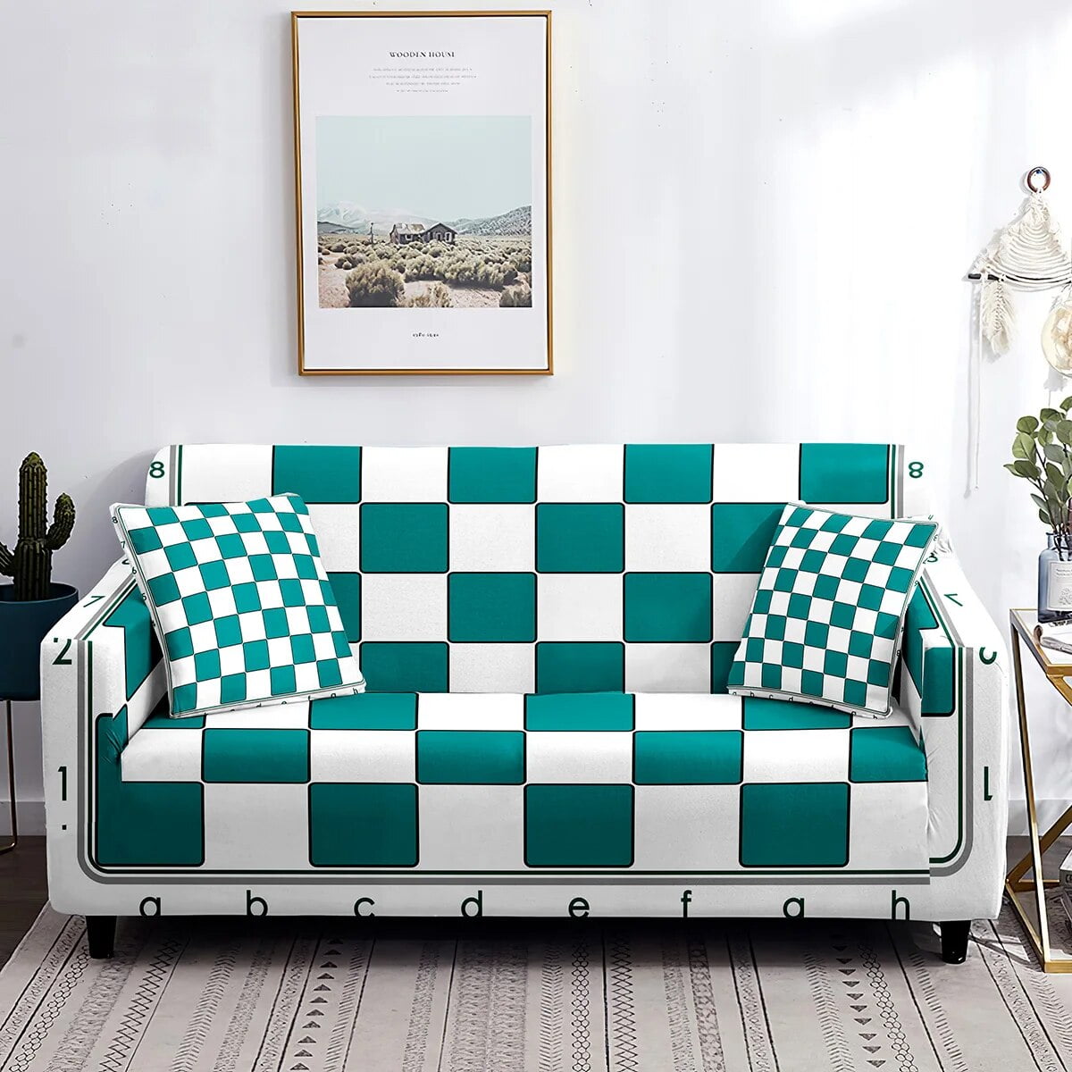 Chessboard Sofa Cover Horse Head International Chess Stripes Washable