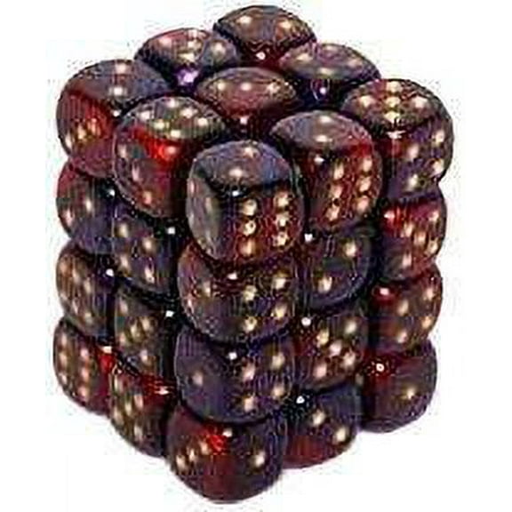 Chessex 6-Sided d6 Gemini Dice Pack (Purple-Red & Gold)