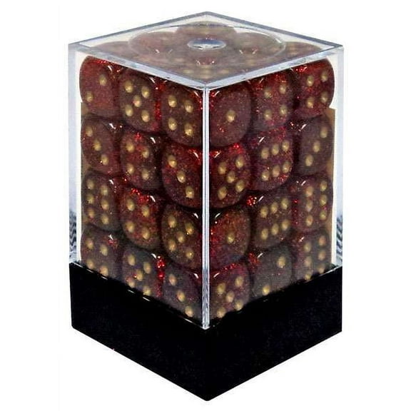 Chessex 6-Sided d6 Glitter Dice Pack (Ruby & Gold)
