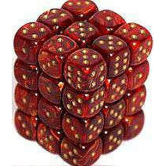 Chessex 6-Sided d6 Scarab Dice Pack (Scarlet & Gold)