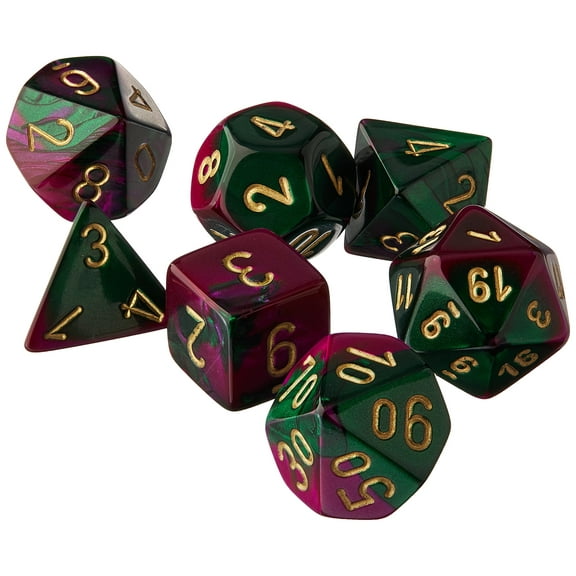 Chessex CHX26434 Dice-Gemini Set, One Size, Green/Purple/Gold
