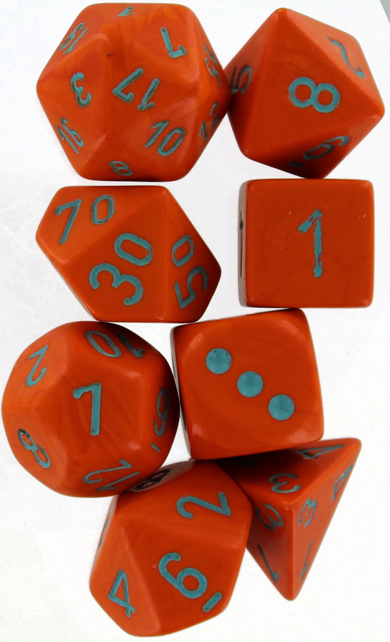 Chessex CHX30039 Cube Lab Heavy Dice - Turquoise & Orange - Set of