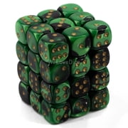 Chessex D&D Dice-12mm Gemini Black, Green, and Gold Plastic Polyhedral Dice Set-Dungeons and Dragons Dice Includes 36 Dice   D6, CHX26839