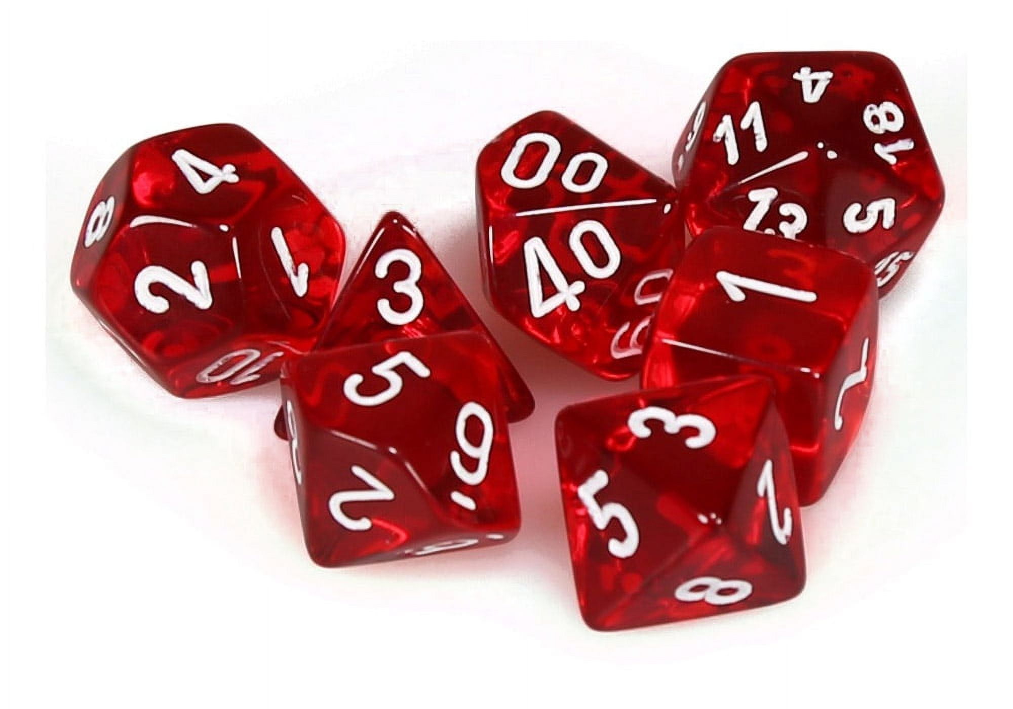 Chessex DND Dice Set16mm Translucent Red and White Plastic Polyhedral