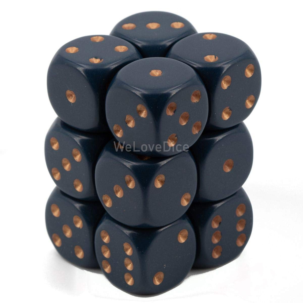 Polyhedral Dice: Opaque - Dusty Blue with Gold (7)