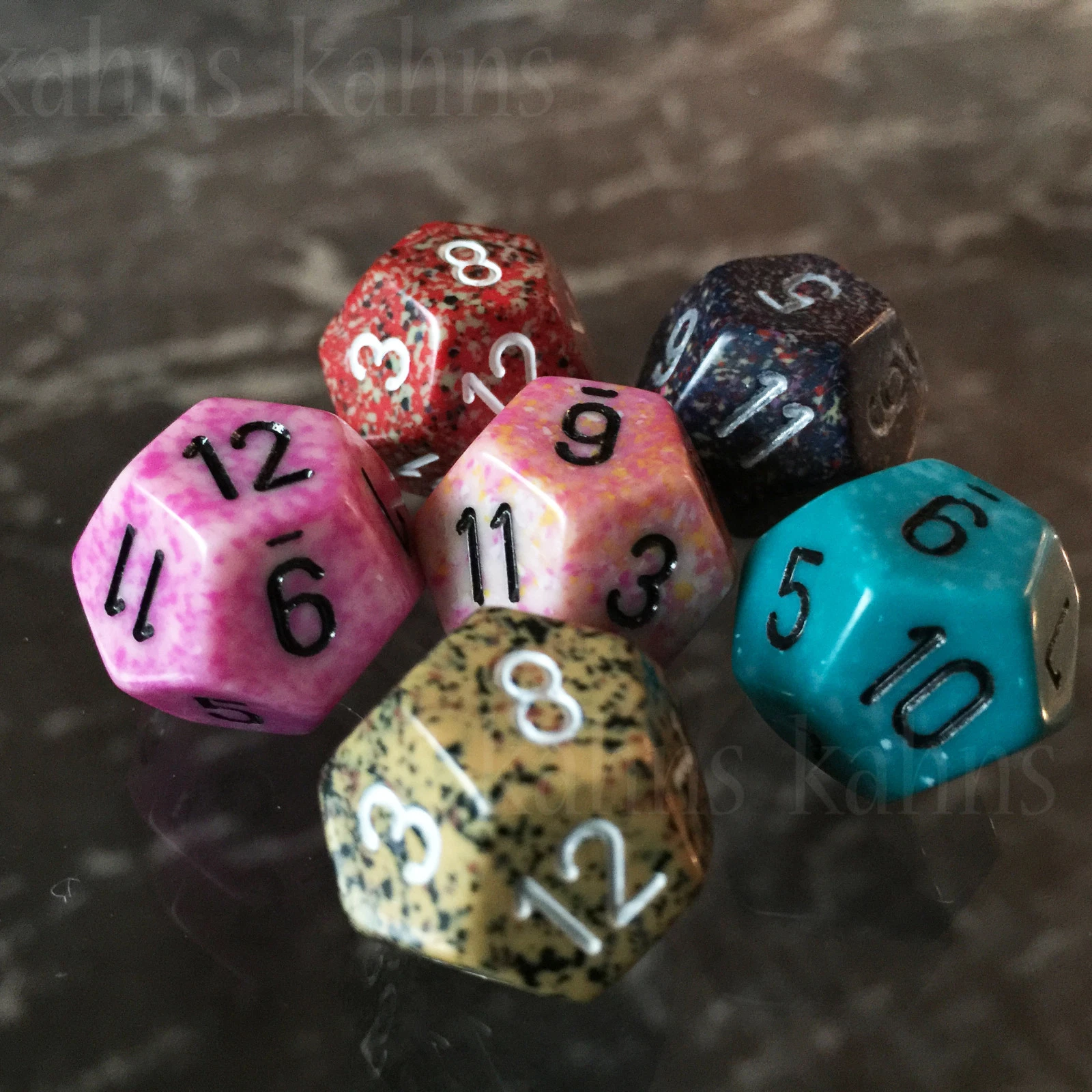 Chessex Dice : D12 - Random Set Of 6 - Free Bag! Twelve Sided