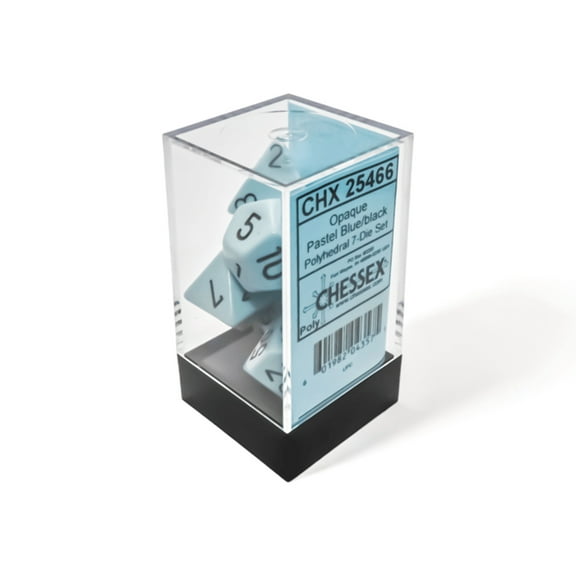 Chessex: Opaque Pastel Blue/Black Polyhedral 7-Dice Set
