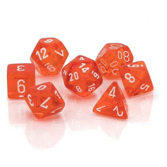 Chessex Dice Translucent: 7pc Orange/White