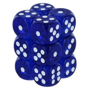 Chessex: Translucent Blue/White 16mm d6 Dice Block (12 Dice)