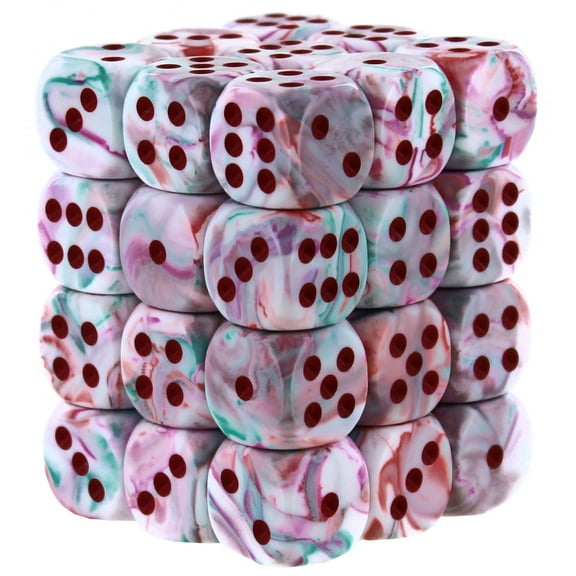 Chessex Festive 12mm d6 Pop Art/red Dice Block (36 dice) (DISCONTINUED)