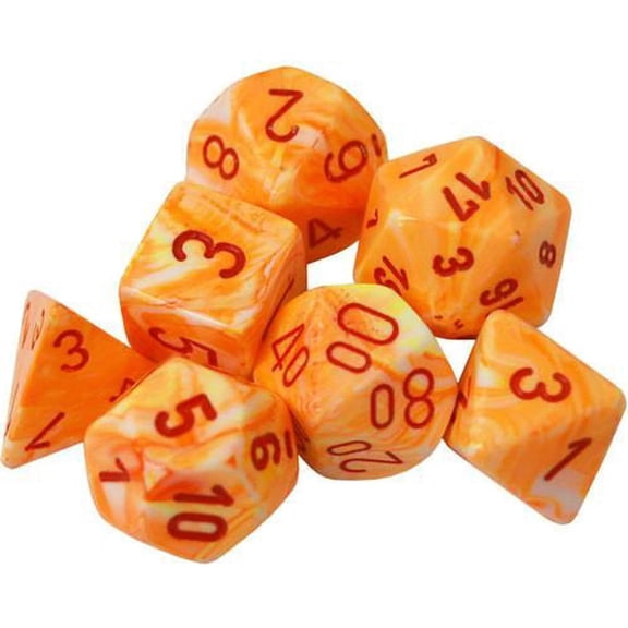 Chessex Festive Polyhedral Sunburst W/Red 7-Die Set