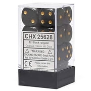 Chessex Manufacturing DND Dice Set-Chessex D&D Dice-16mm Opaque Black and Gold Plastic Polyhedral Dice Set-Dungeons and Dragons Dice Includes 12 Dice   D6,Various,CHX25628