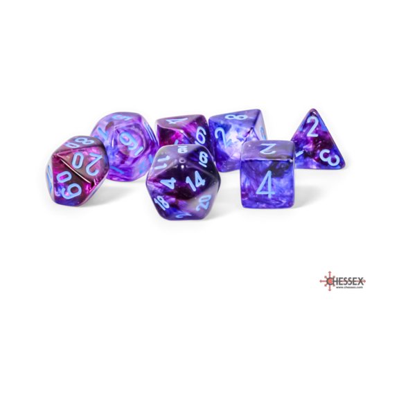 Chessex Mega-hedral Poly Set - Nebula, Nocturnal Luminary w/Blue (7) New