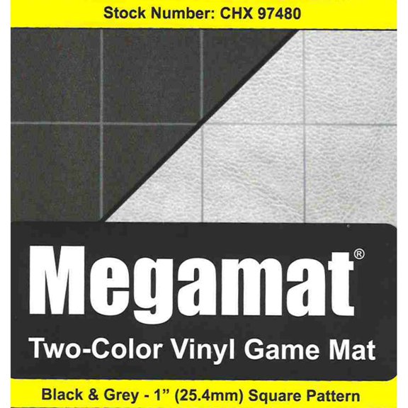 Chessex Play Mat - Mat: 1 Sq 2 Sided Black/Grey Megamat (Two Color Mat) - Smooth & Tough - Compatible with Tabletop RPGs - Accessories for Game Night