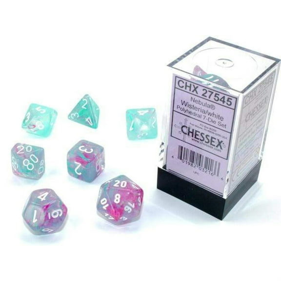 Chessex Polyhedral Dice Set: Nebula Luminary - Wisteria w/White (7)
