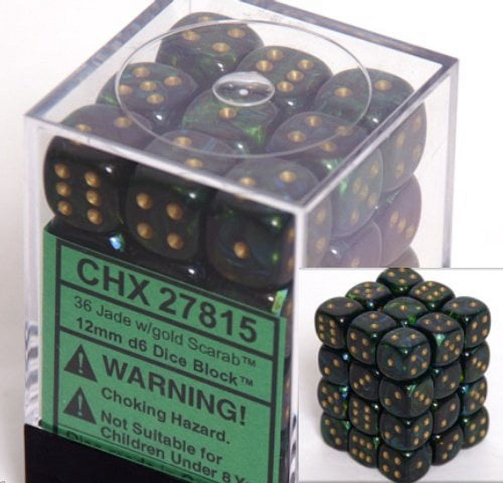 Dés 12 Mm Jade Avec Points Dorés – Lot De 36 Dés Pour Jeux De Rôle Et Collection