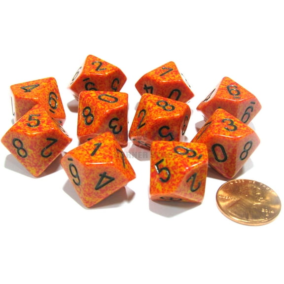 Chessex Set of 10 D10 Dice - Speckled Fire #25103