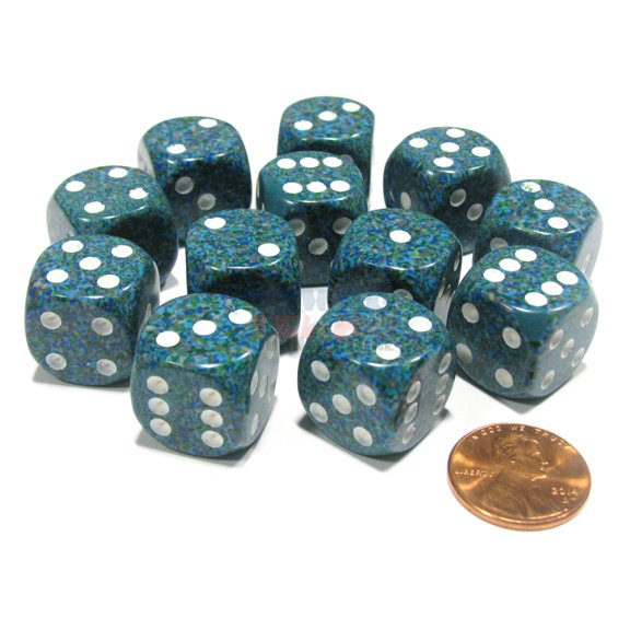 Chessex Speckled 16mm D6 Dice Block (12 Dice) - Sea #25716