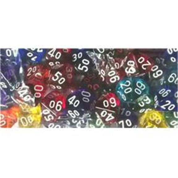 Chessex Translucent Polyhedral d10 w/00-90 Dice (50) Revised New