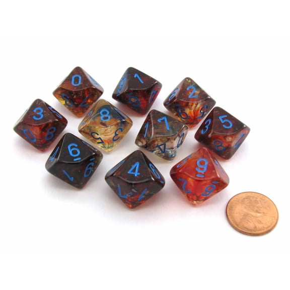 Chessex d10 Dice Set: Nebula Luminary - Primary w/Blue (10)