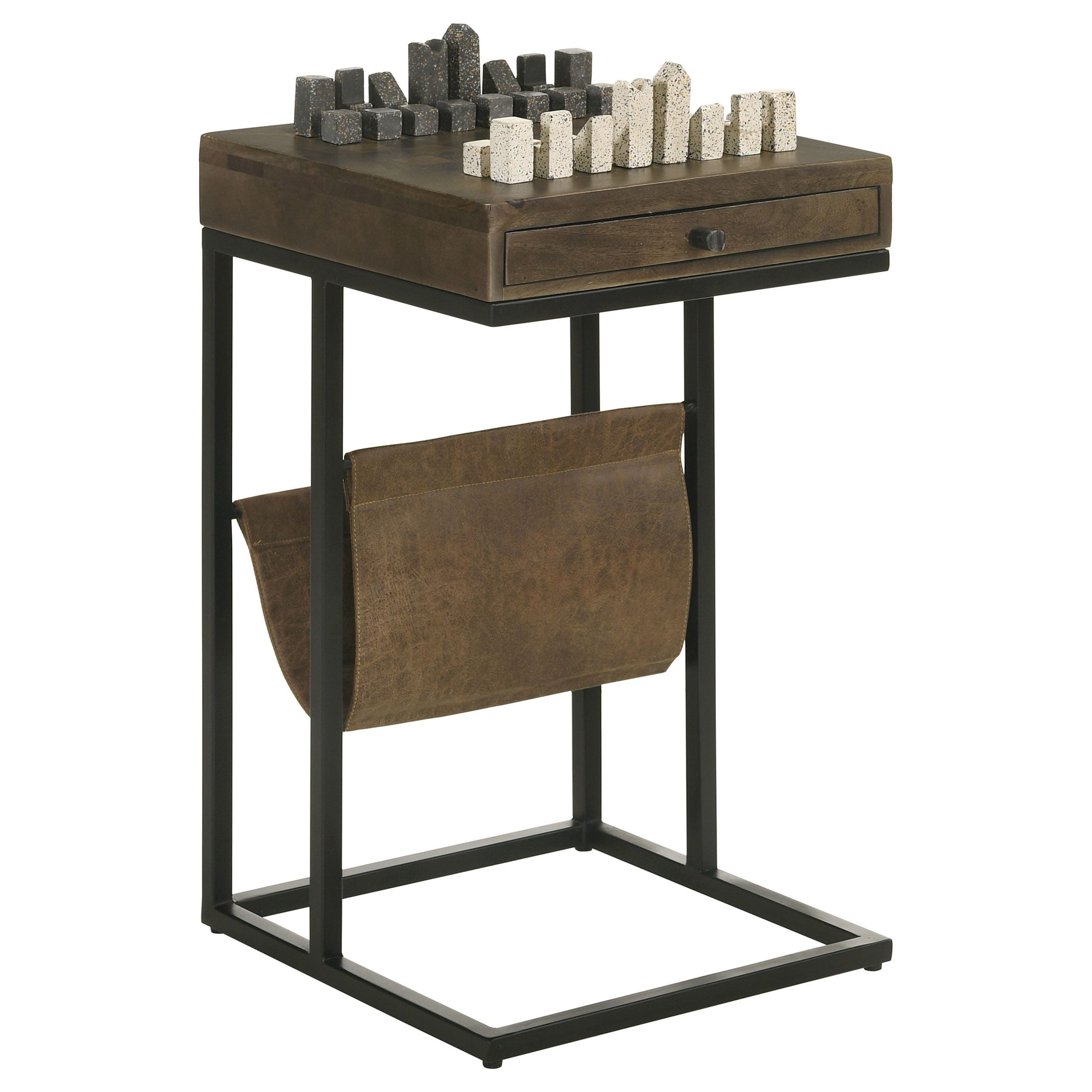Noir Mango Wood and Iron Accent Table with Storage
