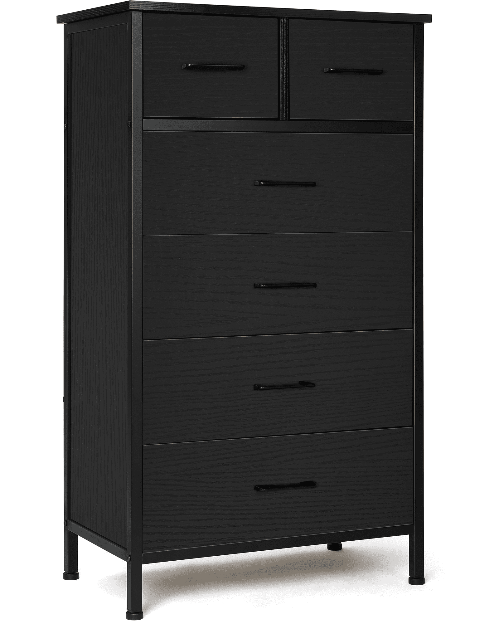 Chest of 6 Drawers, Drawer Dresser storage organizer for Bedroom, Living  Room, Hallway, Nursery, Storage Cabinet Wooden Dresser with Steel  Frame,Black