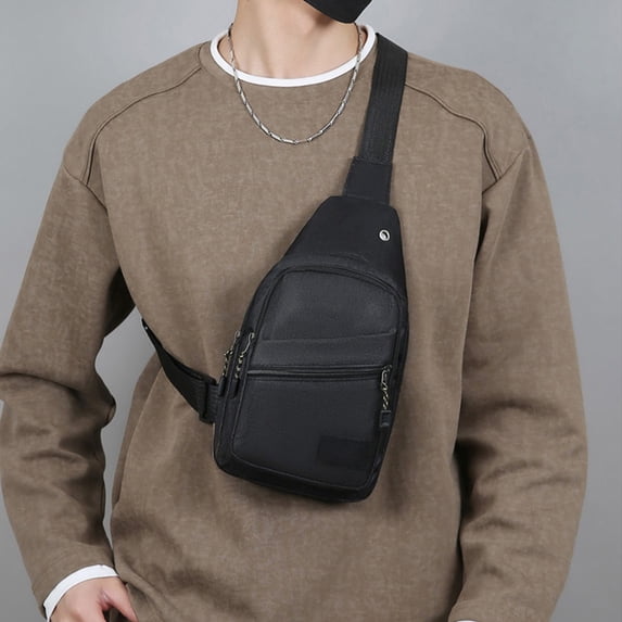 Chest Bag Crossbody 30cm, Adjustable Strap Multi Pocket for Sports Travel, Layered Compartment Reflective Night Safe, Lightweight Durable Fabric and Outdoor Daily Commute